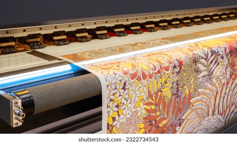 Wide-format inkjet printer. Color toners ink in the digital printer - Shutterstock ID 2322734543
