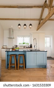 A wide-view shot of a modern kitchen in Northeastern England.