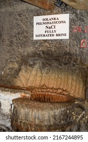 Wieliczka, Poland, June 4, 2022 - Interior Of The Wieliczka Mine, Rock Salt Mine, Museum, Wieliczka Salt Mine Museum Near Krakow, Displaying Historic Salt-mining Technology.