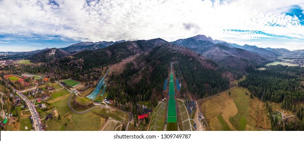 Wielka Krokiew Ski Jump Poland Zakopane - Aerial Panorama Summer Tatry