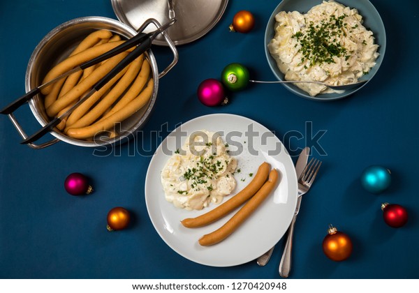 Wiener Sausages Potato Salad Typical German Stock Photo Edit Now