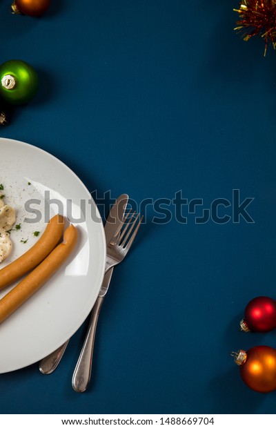 Wiener Sausages Potato Salad Typical German Stock Photo Edit Now