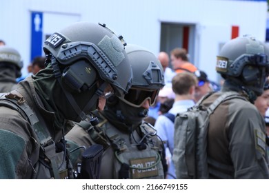 WIESBADEN, GERMANY - 12. JUNE 2022: Special Task Force (SEK, Special Unit) Of The Hessian Police.