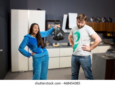 Wife Asking Her Husband To Take Out The Trash