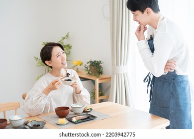 Wife Eating Food Cooked By Her Husband