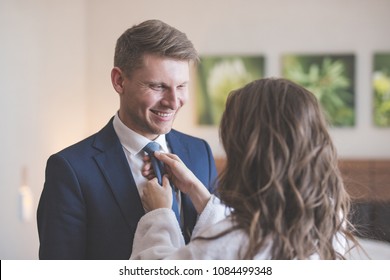 Wife And Husband Before Going To Work