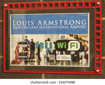 Wifi At Louis Armstrong New Orleans International Airport - NEW ORLEANS, LOUISIANA - APRIL 18, 2016 