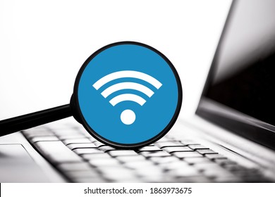 Wifi Network Background. Wireless Internet Connection Symbol. Laptop Mobile Internet Hot Spot. Online Symbol Background. Wi-fi Icon. Modern Computer Technology.