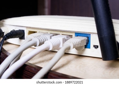 Wi-Fi Router On The Table Shelf Close Up