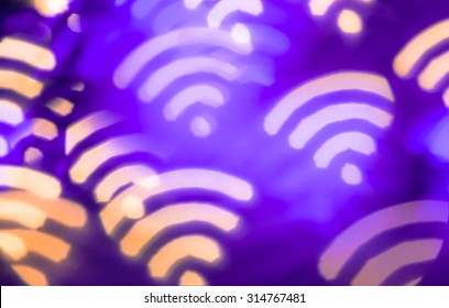 Wifi Symbol. Abstract Glowing Blurred Background. Bokeh. Defocused Blinking Shaped Lights. Wi-fi Backdrop