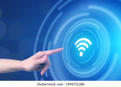 Wifi Zone Connection Point Icon, Internet Hotspot And Online Digital Technology Concept,network With Fast Speed And Large Coverage