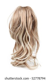 Wig Of Long Blond Hair Isolated On White