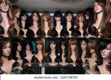 Wigs Lineup In A Store