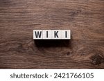 Wiki - word concept on building blocks, text