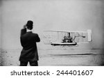 Wilbur Wright 1867-1912 takes off for a flight over New York harbor on Sept. 29 1909. Wilber made three flights including a 20 mile round trip from Governors Island to Grant