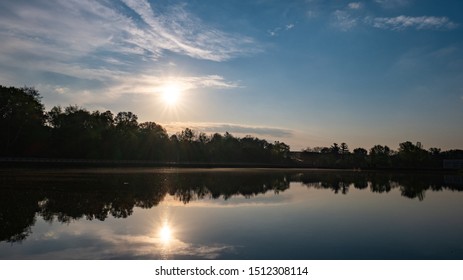 Wilcox Lake In Plymouth Michigan At Dawn.