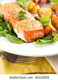 Wild Alaskan Sockeye Salmon Baked With Various Root Vegetables