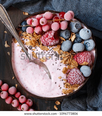 Image, Stock Photo Wild berries smoothie bowls