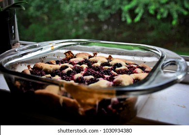 Wild Blackberry Cobbler Cooling On A Windowsill