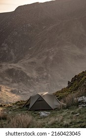 A Wild Camping Tent In The Mountains Of Wales UK