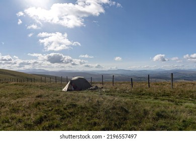 A Wild Camping Tent In The Mountains Of Wales UK Cadair Berwyn