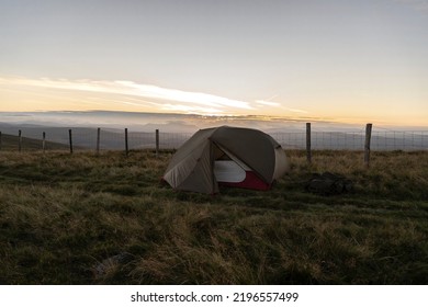 A Wild Camping Tent In The Mountains Of Wales UK Cadair Berwyn