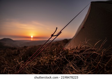 A Wild Camping Tent In The Mountains Of Wales UK Snowdonia