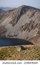 A Wild Camping Tent In The Mountains Of Wales UK Snowdonia