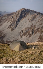 A Wild Camping Tent In The Mountains Of Wales UK Snowdonia