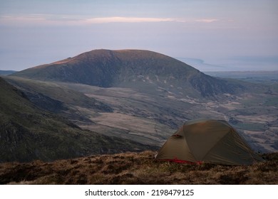 A Wild Camping Tent In The Mountains Of Wales UK Snowdonia