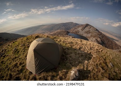 A Wild Camping Tent In The Mountains Of Wales UK Snowdonia