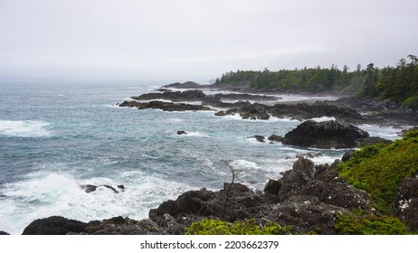 Wild Coast Of North Pacific Ocean, Vancouver Island, British Columbia, Canada.