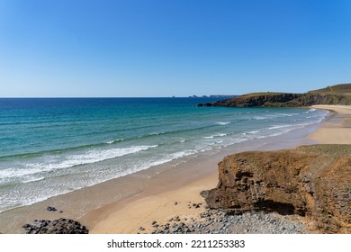 The Wild Coast Of The Peninsula Of Crozon Beach And Turquoise Waters Of The Iroise Sea And Sandy Beach In Brittany