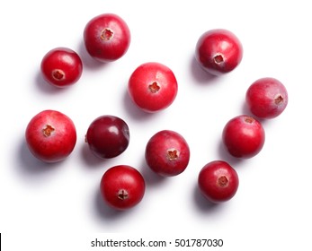 Wild cranberries (Vaccinium oxycoccus), top view. Clipping paths, shadow separated. Layers: https://goo.gl/ByzWR6 - Shutterstock ID 501787030