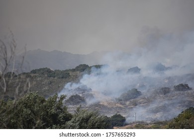 Wild Fire In California Helicopter And Airplanes Extinguishing Flames