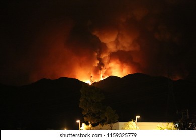 Wild Fire. California Wild Fire Seen At Night