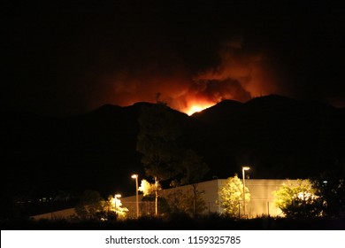 Wild Fire. California Wild Fire Seen At Night