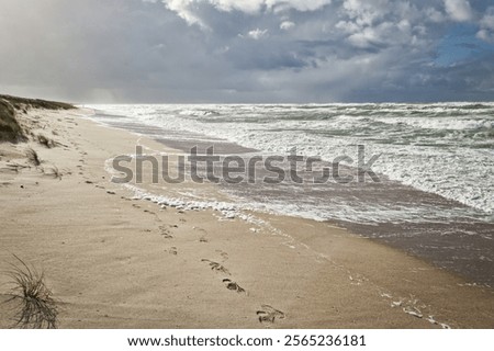 Similar – Image, Stock Photo Baltic Sea waves break motionless on the stony beach