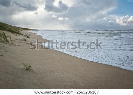 Similar – Image, Stock Photo Baltic Sea waves break motionless on the stony beach