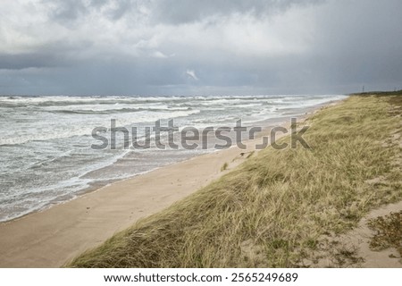 Similar – Image, Stock Photo Baltic Sea waves break motionless on the stony beach