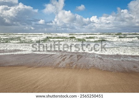 Similar – Image, Stock Photo Baltic Sea waves break motionless on the stony beach