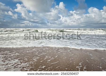 Similar – Image, Stock Photo Baltic Sea waves break motionless on the stony beach