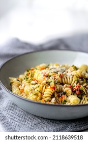 Wild Garlic Pasta Dish Closeup 