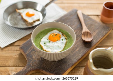 Wild Garlic Soup With Fried Egg