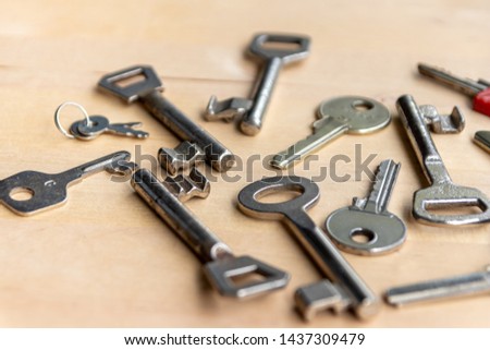 Wild mixture of different keys and key types shows the diversity in locking and security mechanisms
