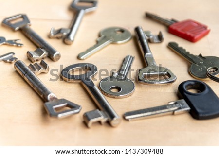 Wild mixture of different keys and key types shows the diversity in locking and security mechanisms