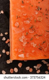 Wild Salmon Filet Salted With Pink Himalayan Salt And Cumin Seeds