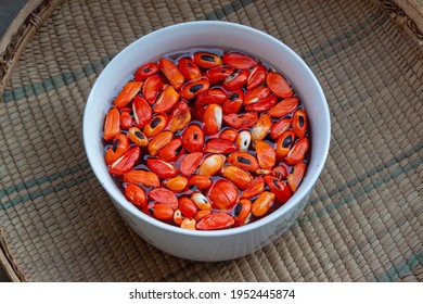 Wild Seeds Of The Natal Mahogany African Tree (Trichilia Emetica) Known As Mafura Soaked In Water For Being Eaten After Soft