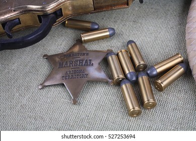 Wild West Period Ammunition And Sheriff Badge