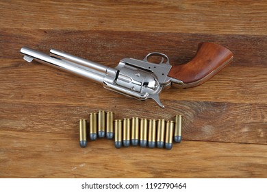 Wild West Revolver - Colt Single Action Army On Wooden Background